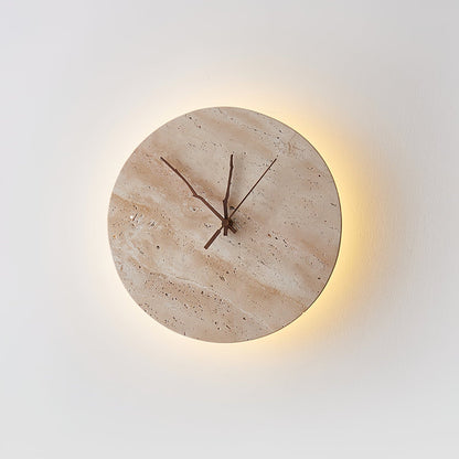Clock Wall Lamp | Travertine Stone | Yellow