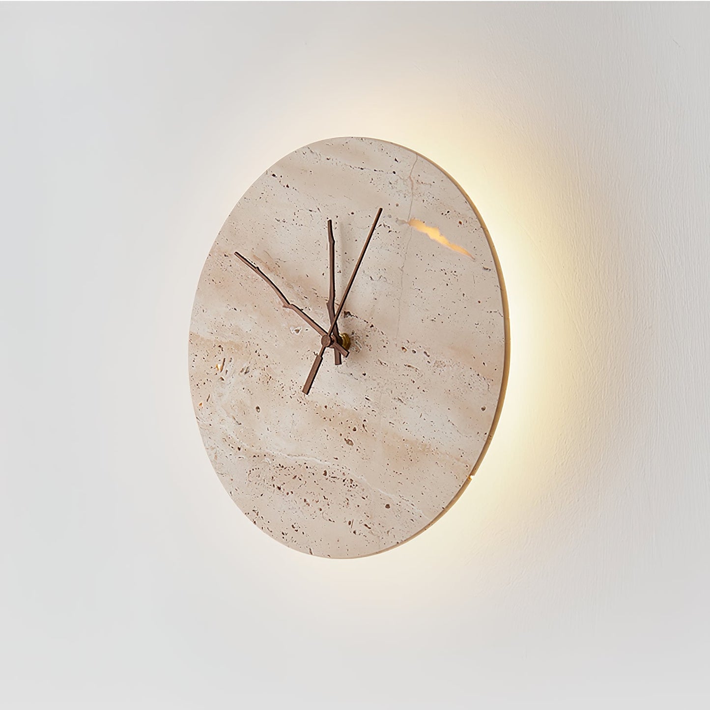 Clock Wall Lamp | Travertine Stone | Yellow