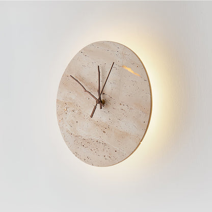 Clock Wall Lamp | Travertine Stone | Yellow