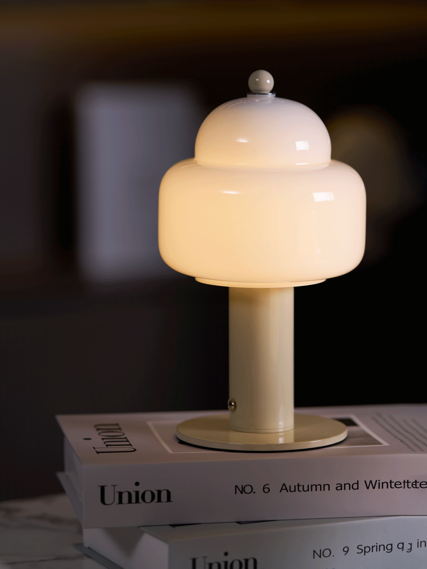 Cloud Dome Table Lamp | Frosted Glass & Metal | Black/Beige