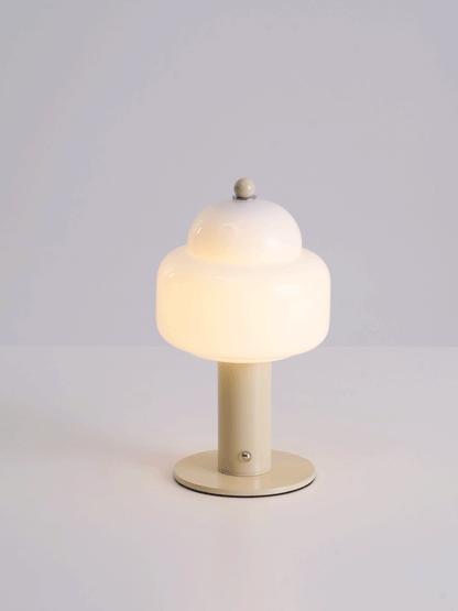 Cloud Dome Table Lamp | Frosted Glass & Metal | Black/Beige