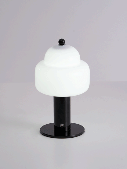 Cloud Dome Table Lamp | Frosted Glass & Metal | Black/Beige