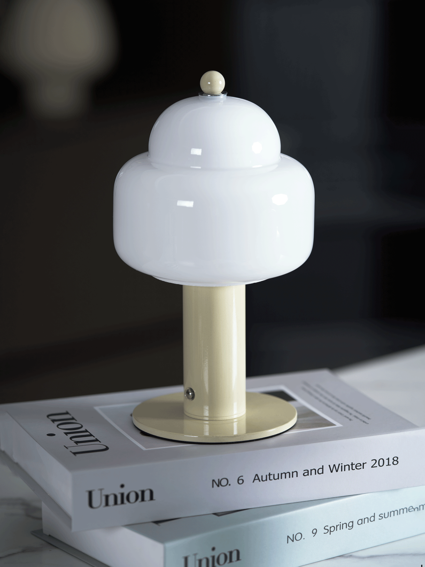 Cloud Dome Table Lamp | Frosted Glass & Metal | Black/Beige
