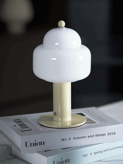 Cloud Dome Table Lamp | Frosted Glass & Metal | Black/Beige