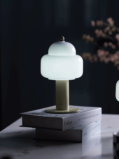 Cloud Dome Table Lamp | Frosted Glass & Metal | Black/Beige