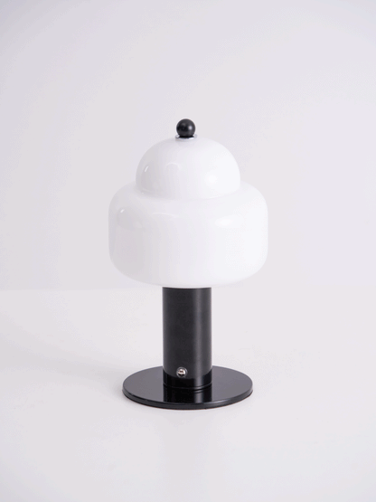 Cloud Dome Table Lamp | Frosted Glass & Metal | Black/Beige