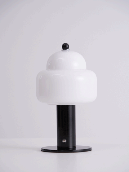 Cloud Dome Table Lamp | Frosted Glass & Metal | Black/Beige