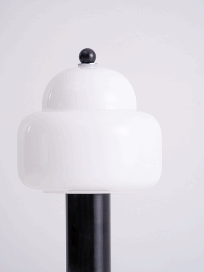 Cloud Dome Table Lamp | Frosted Glass & Metal | Black/Beige