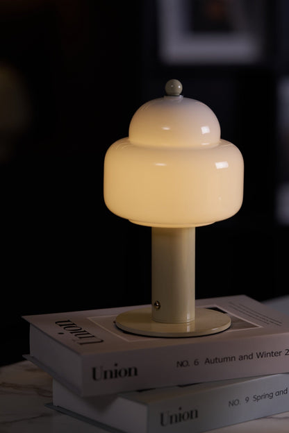 Cloud Dome Table Lamp | Frosted Glass & Metal | Black/Beige