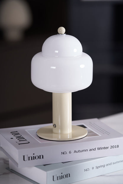Cloud Dome Table Lamp | Frosted Glass & Metal | Black/Beige