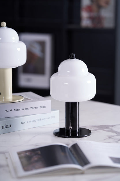 Cloud Dome Table Lamp | Frosted Glass & Metal | Black/Beige