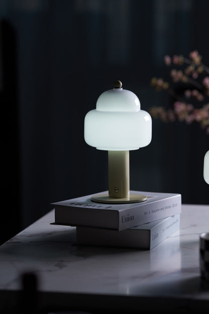 Cloud Dome Table Lamp | Frosted Glass & Metal | Black/Beige