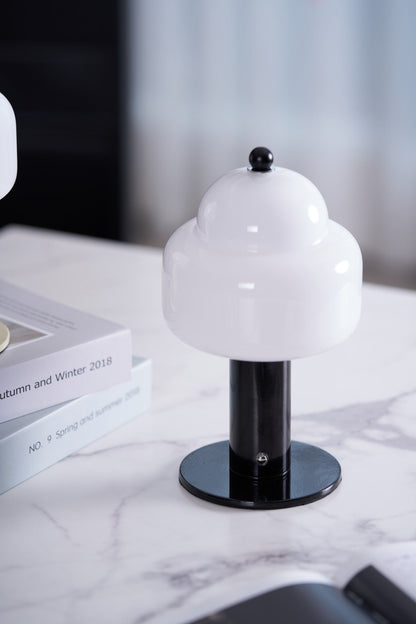 Cloud Dome Table Lamp | Frosted Glass & Metal | Black/Beige