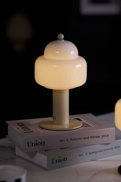 Cloud Dome Table Lamp | Frosted Glass & Metal | Black/Beige