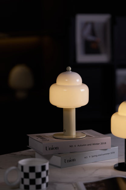 Cloud Dome Table Lamp | Frosted Glass & Metal | Black/Beige