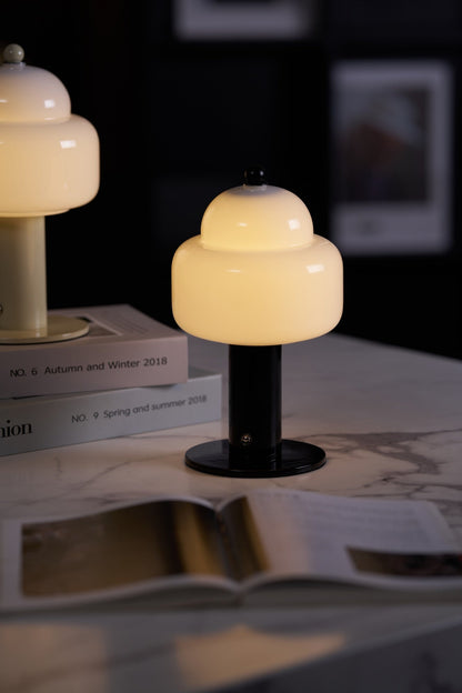 Cloud Dome Table Lamp | Frosted Glass & Metal | Black/Beige