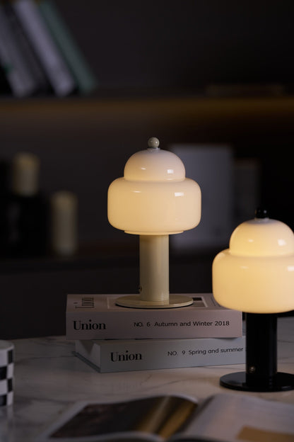 Cloud Dome Table Lamp | Frosted Glass & Metal | Black/Beige