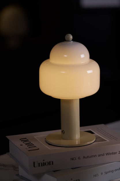 Cloud Dome Table Lamp | Frosted Glass & Metal | Black/Beige