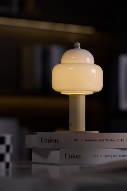 Cloud Dome Table Lamp | Frosted Glass & Metal | Black/Beige