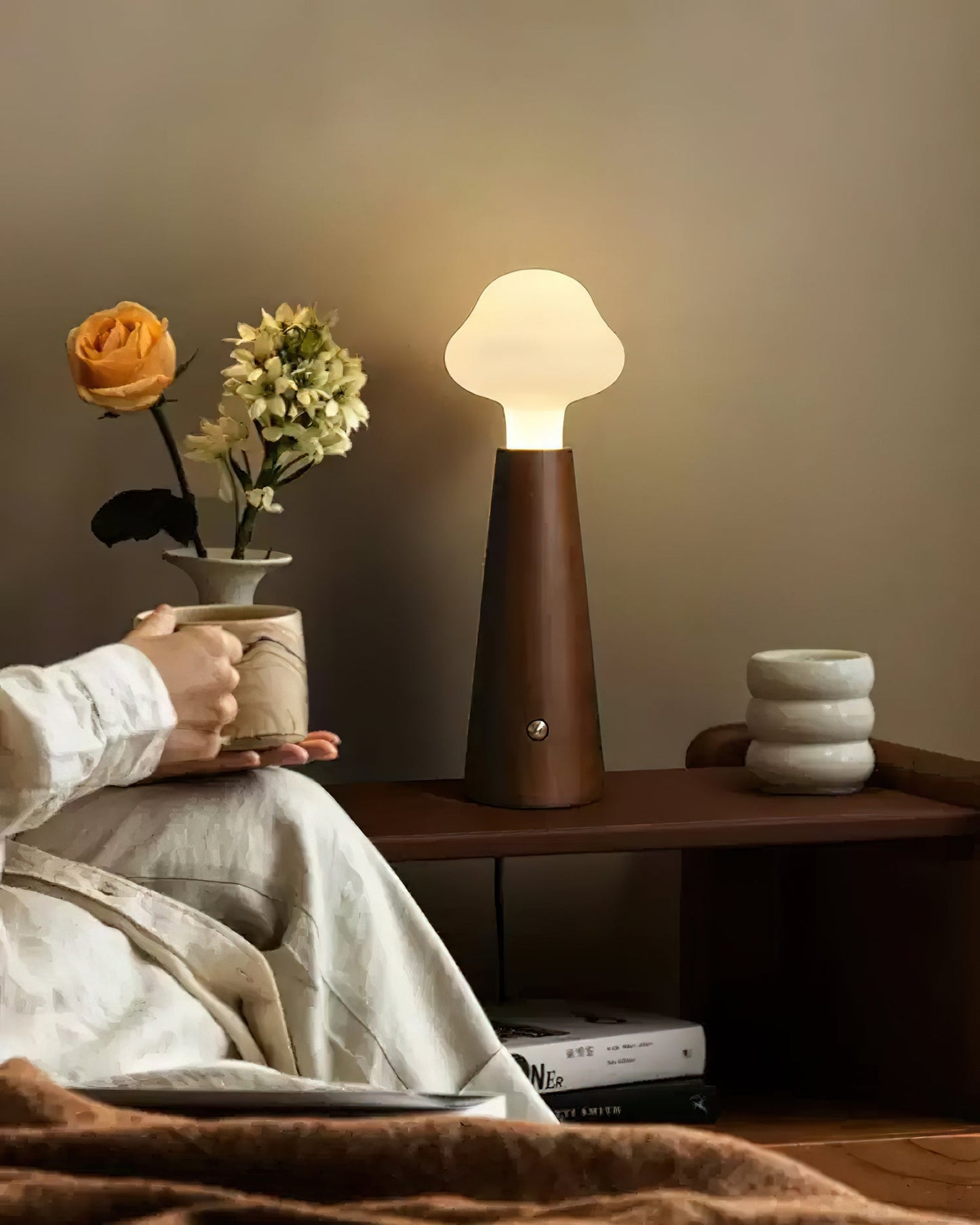 Cloudlet Table Lamp | Wood, Acrylic, Metal | White Shade