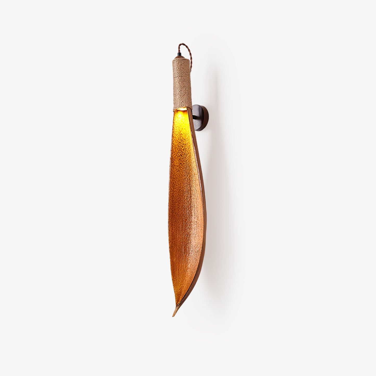 Cocoa Leaf Wall Sconce | Natural Leaf & Hemp Rope | Black