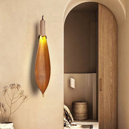 Cocoa Leaf Wall Sconce | Natural Leaf & Hemp Rope | Black