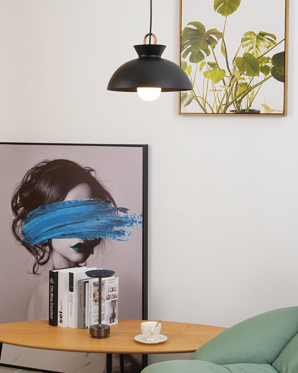 Coil Ceiling Pendant Light | Metal & Glass | Black and White