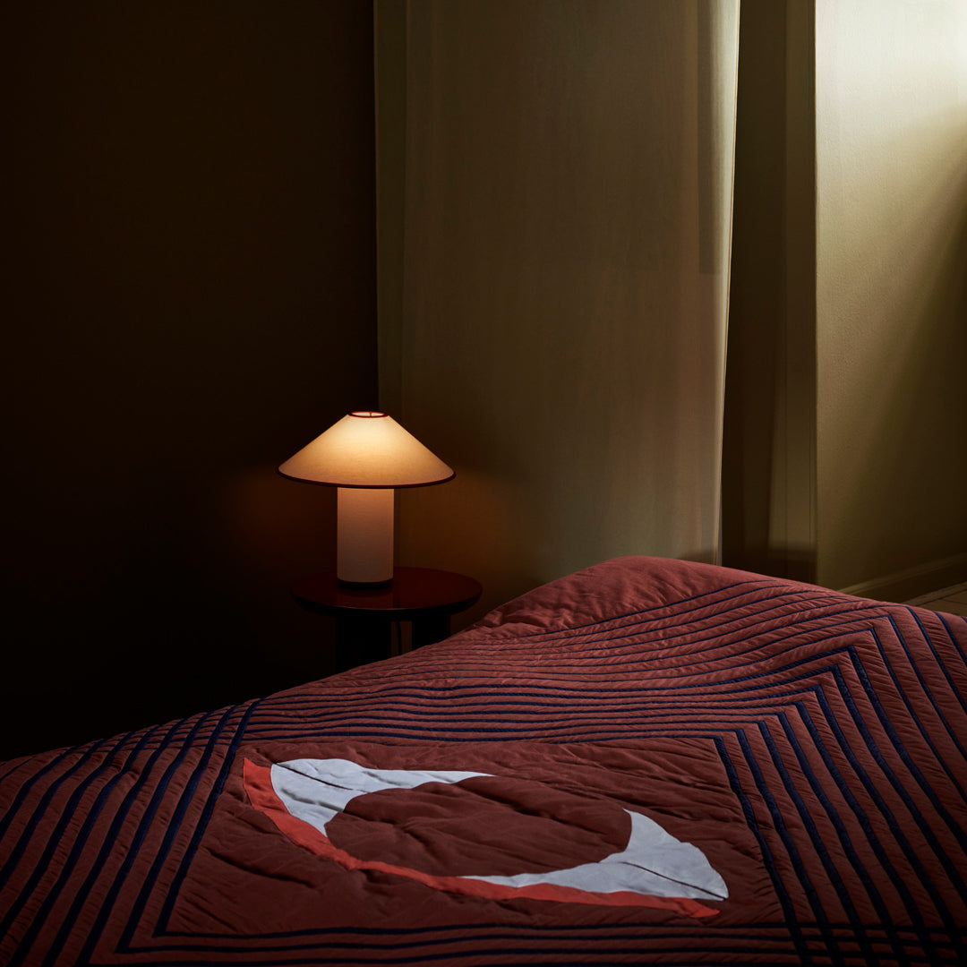 Fabric Table Lamp | Metal & Fabric | Red or Black with White Shade