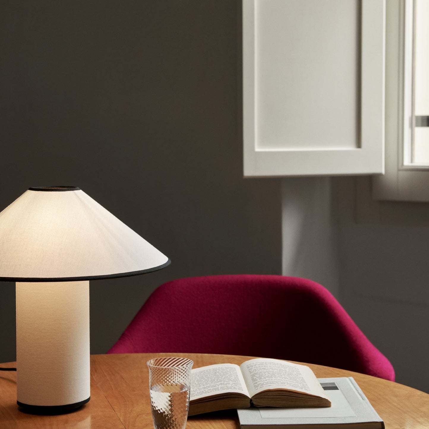 Fabric Table Lamp | Metal & Fabric | Red or Black with White Shade