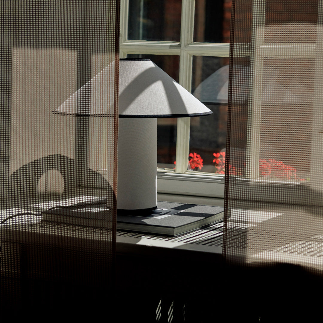 Fabric Table Lamp | Metal & Fabric | Red or Black with White Shade