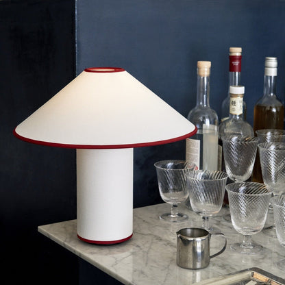Fabric Table Lamp | Metal & Fabric | Red or Black with White Shade