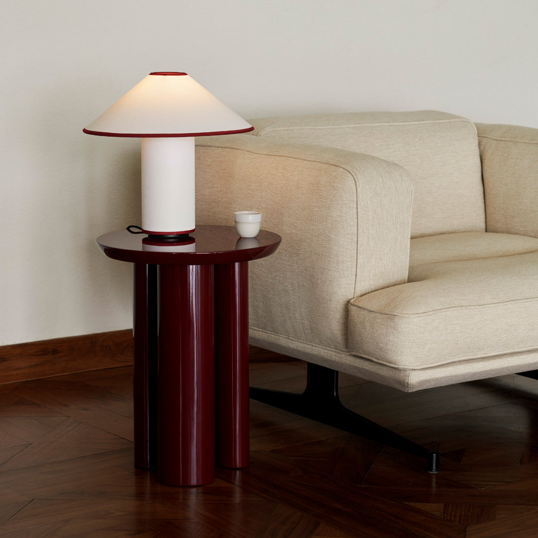 Fabric Table Lamp | Metal & Fabric | Red or Black with White Shade