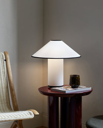 Colette Table Lamp | Art Deco Design | Red Wine Base & White Shade