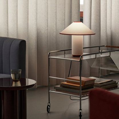 Colette Table Lamp | Art Deco Design | Red Wine Base & White Shade