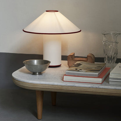 Colette Table Lamp | Art Deco Design | Red Wine Base & White Shade