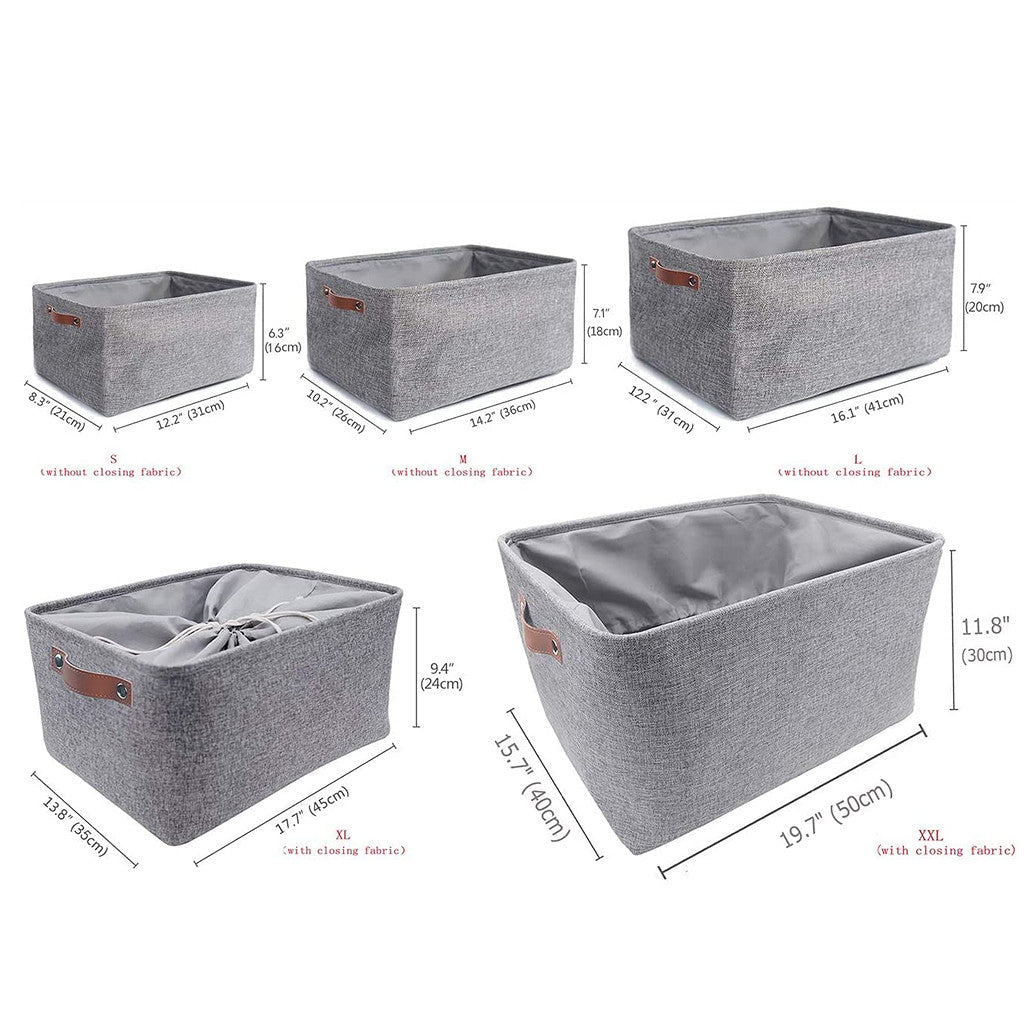 Foldable Storage Baskets Set | Durable Linen & EVA | Set of 3, Grey