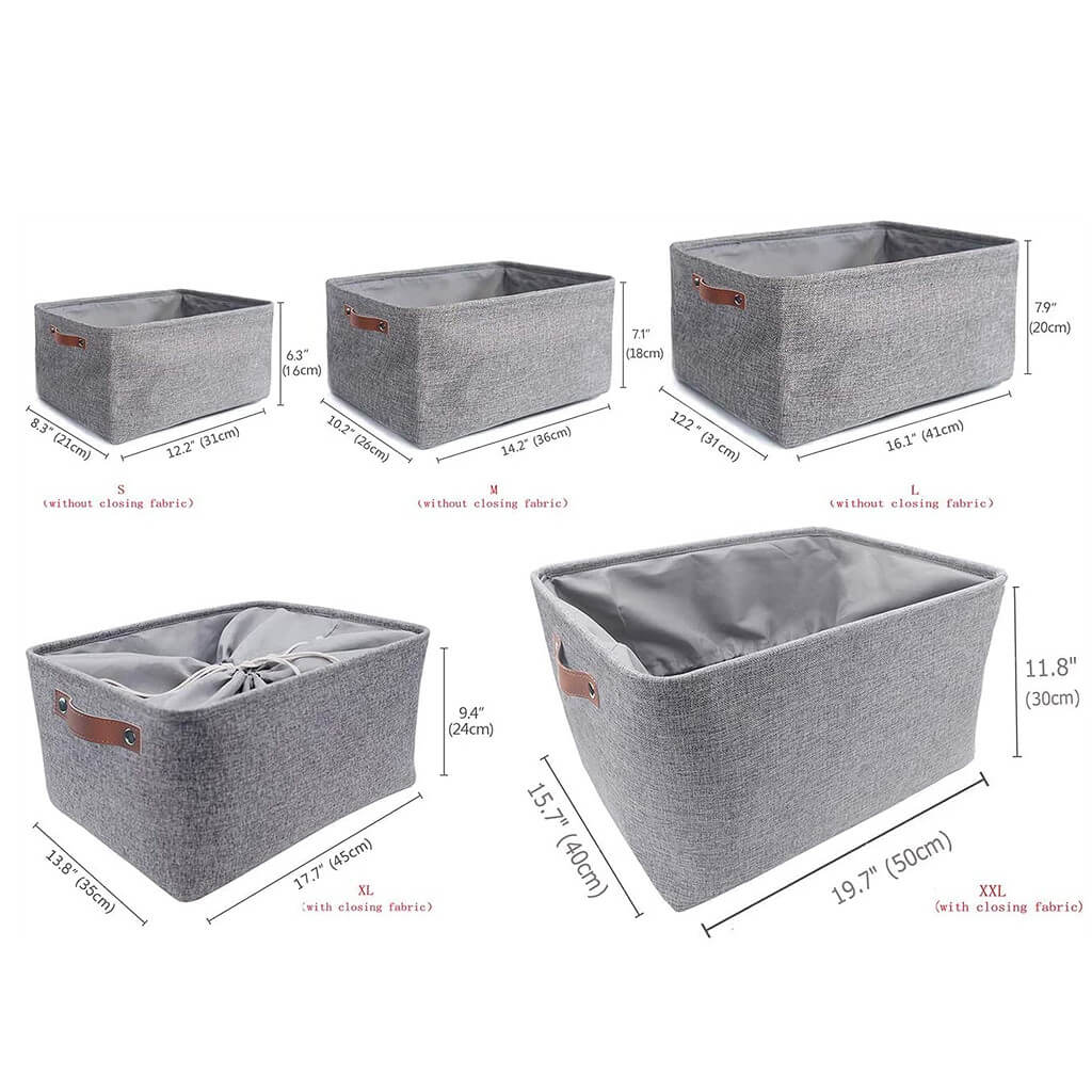 Foldable Storage Baskets Set | Durable Linen & EVA | Set of 3, Grey