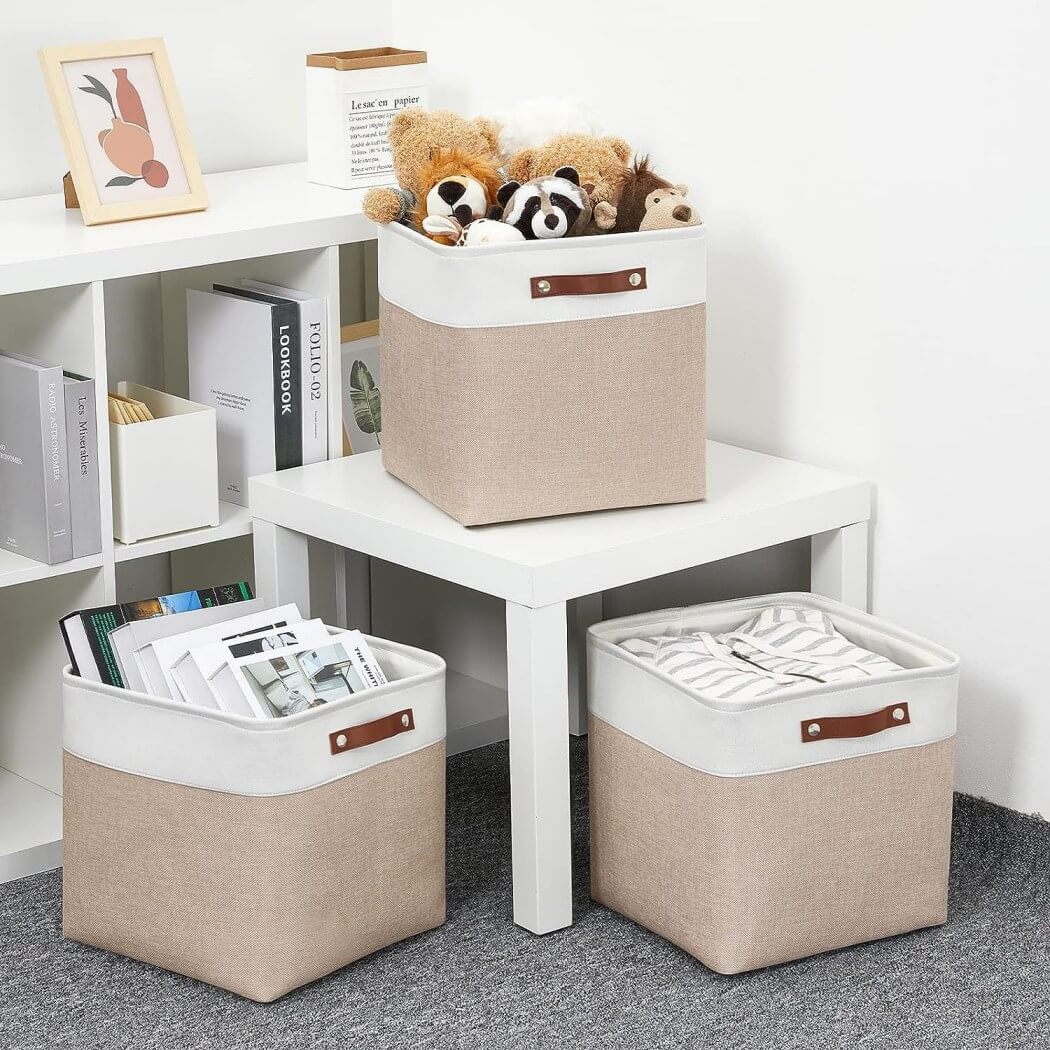 Canvas Storage Cube Box | High-Quality Fabric | 3 Pack