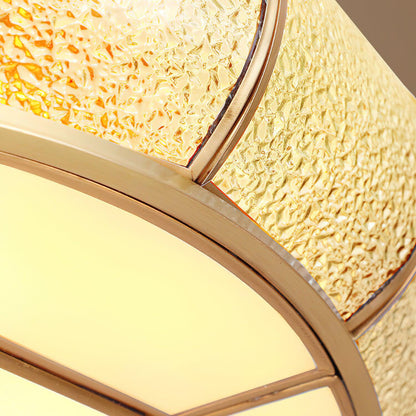 Colonial Glass Drum Ceiling Light | Brass & Glass | White Shade