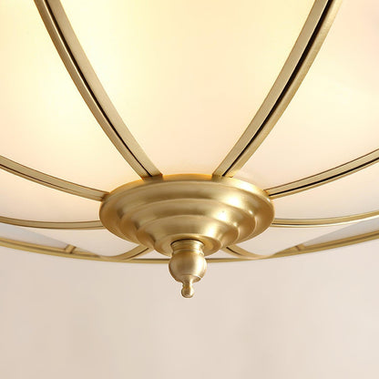 Colonial Glass Drum Ceiling Light | Brass & Glass | White Shade