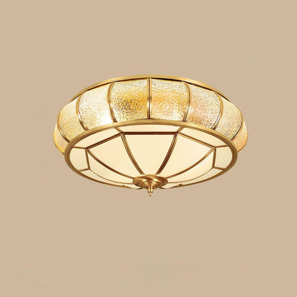 Colonial Glass Drum Ceiling Light | Brass & Glass | White Shade