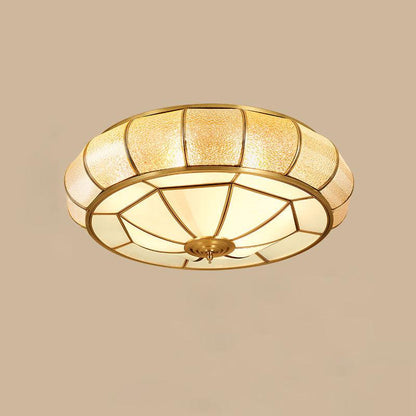 Colonial Glass Drum Ceiling Light | Brass & Glass | White Shade
