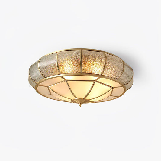 Colonial Glass Drum Ceiling Light | Brass & Glass | White Shade