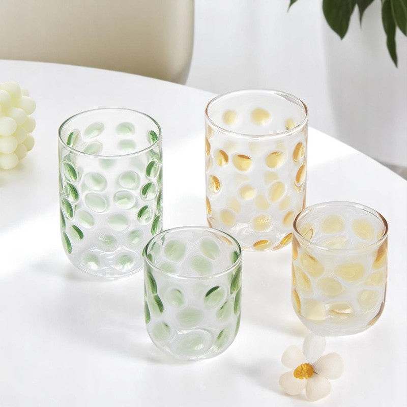 Glass Tumbler | Polka Dot Design | Clear