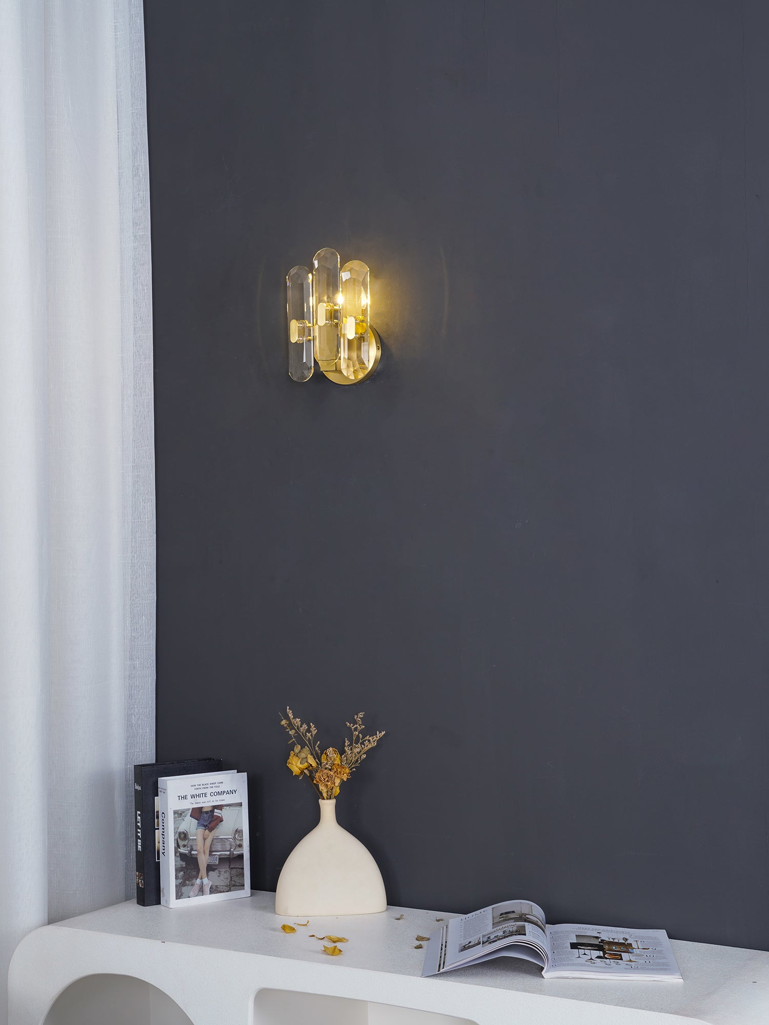 Bolton Sconce | Brass, K9 Crystal | Clear