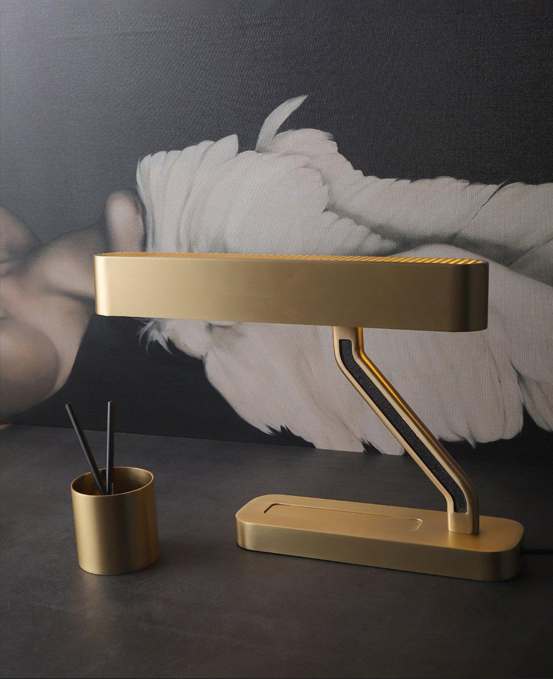 Colt Table Lamp | Brass, Acrylic | White Shade