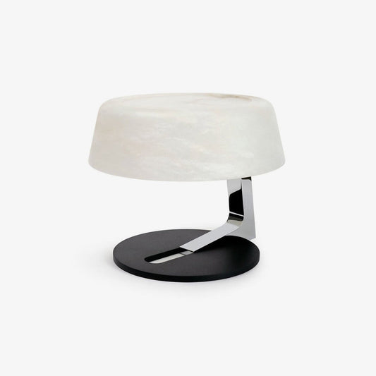 Comete Table Lamp | White Alabaster Shade | Chrome or Black Base