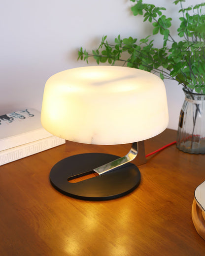 Comete Table Lamp | White Alabaster Shade | Chrome or Black Base