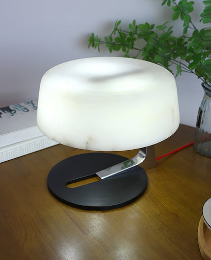 Comete Table Lamp | White Alabaster Shade | Chrome or Black Base