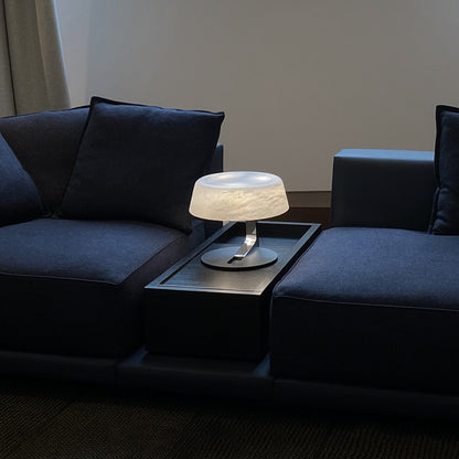 Comete Table Lamp | White Alabaster Shade | Chrome or Black Base